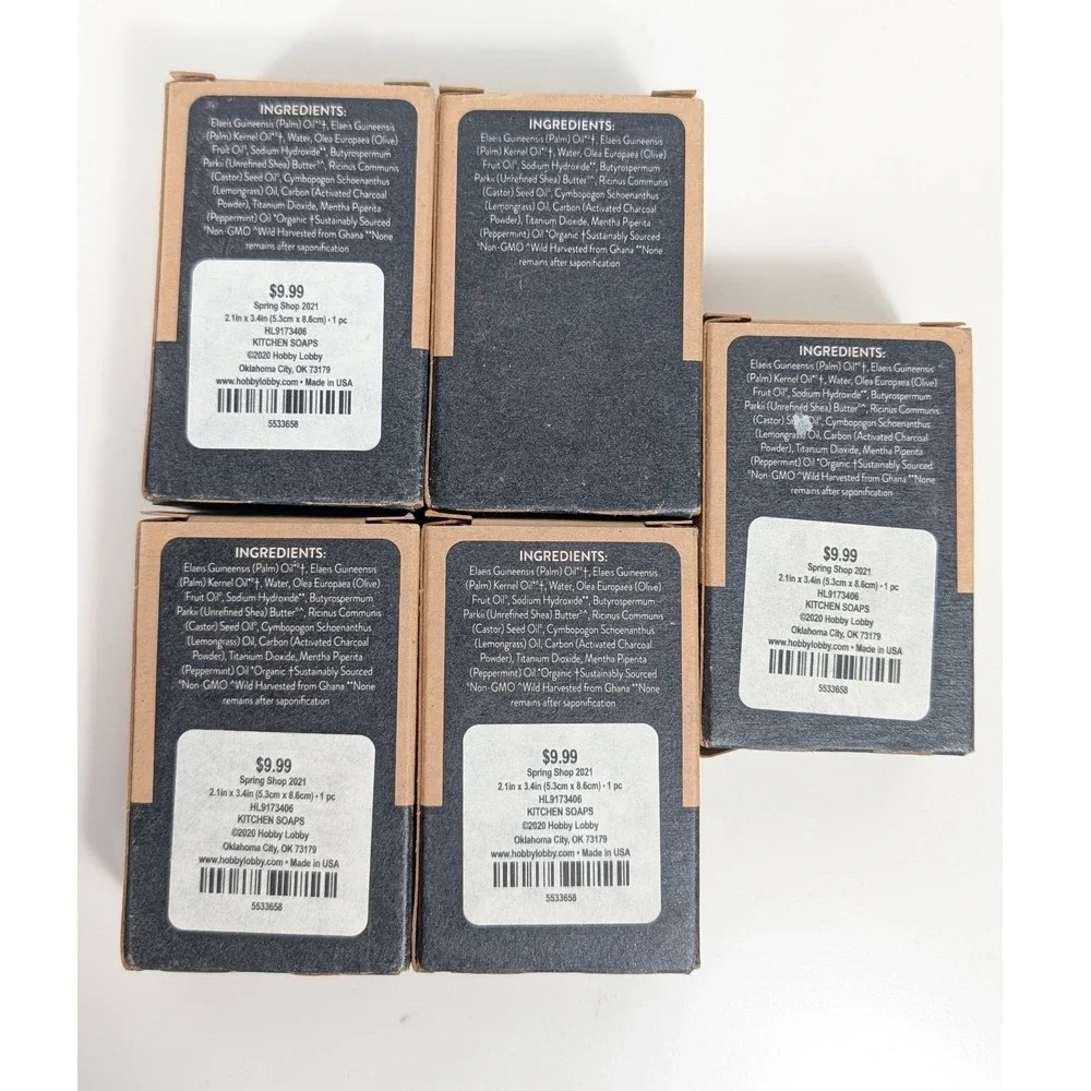 Pacha Soap Co Bar Soap 4oz Black Clarifying Charcoal Lot of 5 NEW